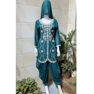 Teal Green Embroidered Patiala Salwar Suit with Dupatta