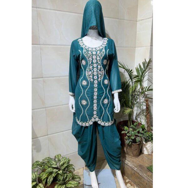 Teal Green Embroidered Patiala Salwar Suit with Dupatta