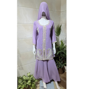 Designer Embroidered Straight Kurti Sharara Suit with Dupatta