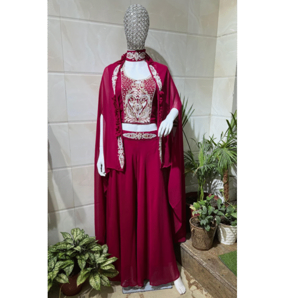 Royal Charm Embroidered Palazzo Jacket Set