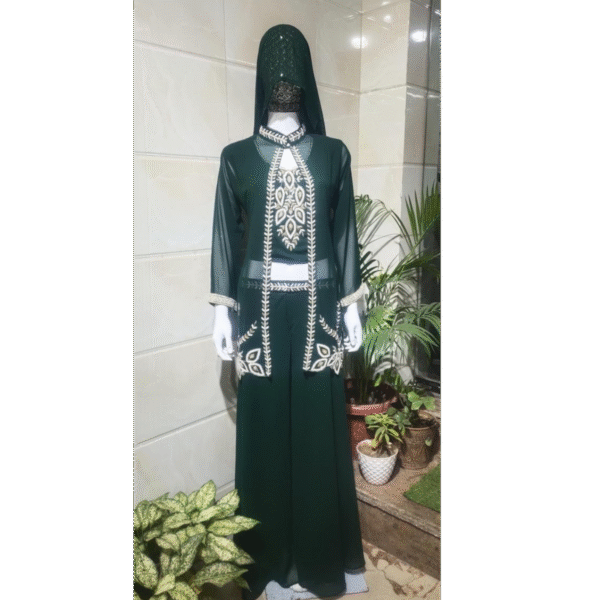 Regal Emerald Embroidered Palazzo Jacket Set
