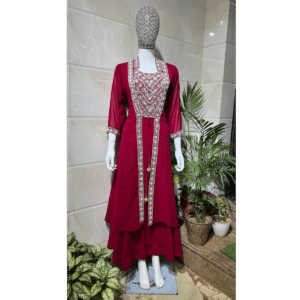 Crimson Mirror Embellished Layered Kurta