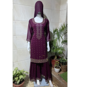 Embellished Sharara Suit Set