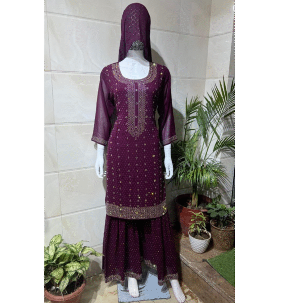 Embellished Sharara Suit Set