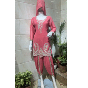 Elegant Rose Pink Embroidered Patiala Suit