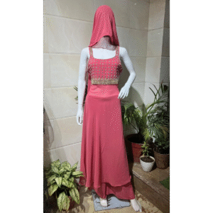 Blush Pink Mirror Work Anarkali Gown