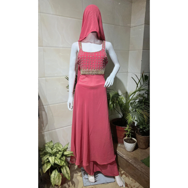 Blush Pink Mirror Work Anarkali Gown