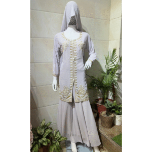 Luxury Embroidered Straight Kurti Sharara Suit with Dupatta